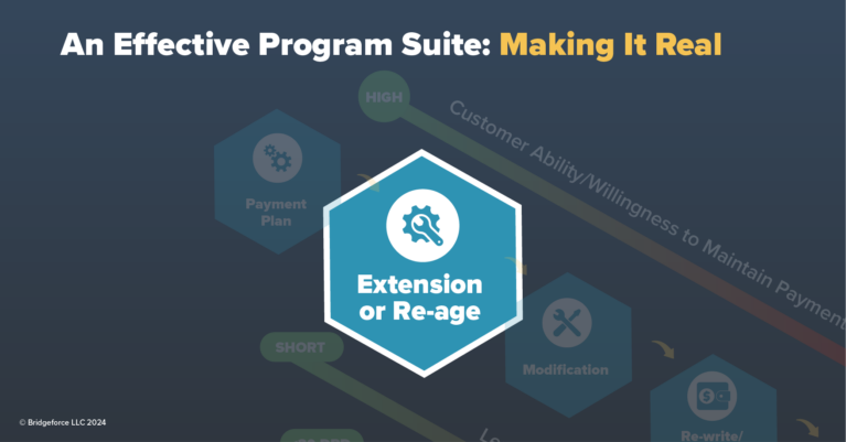 Image for collections loan repayment program strategy with a focus on Effective Program Suite and Extension or Re-age